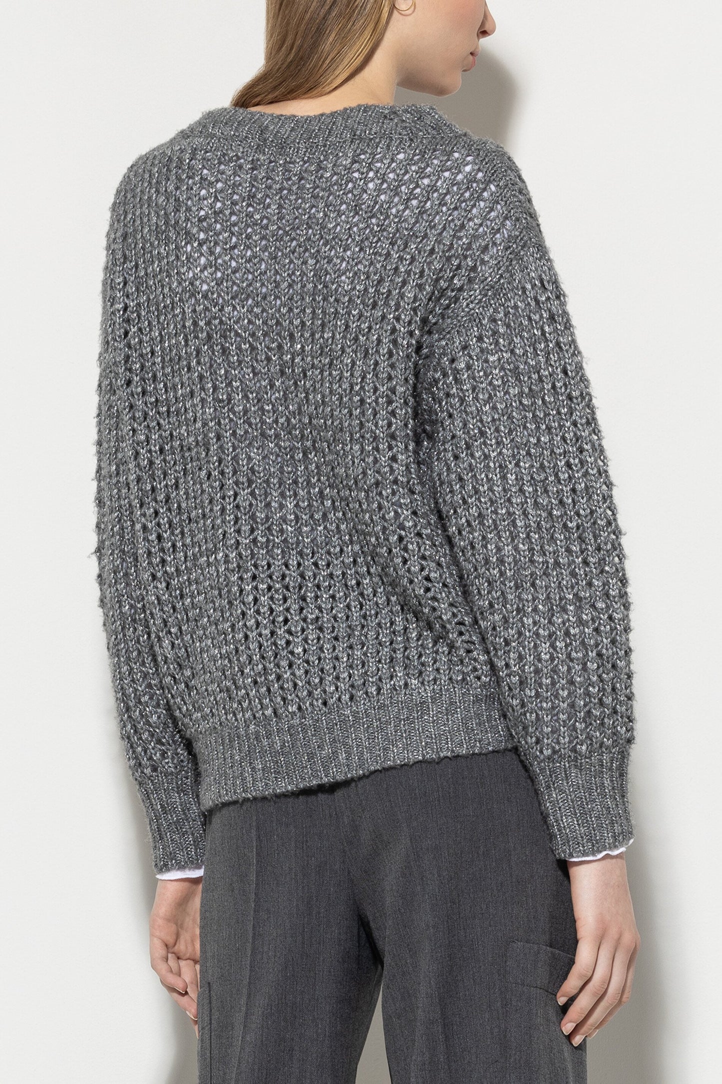 V-sweater with Mesh Structure