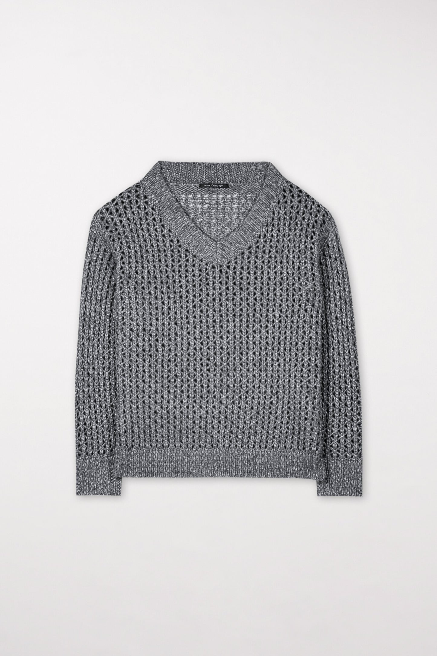 V-sweater with Mesh Structure