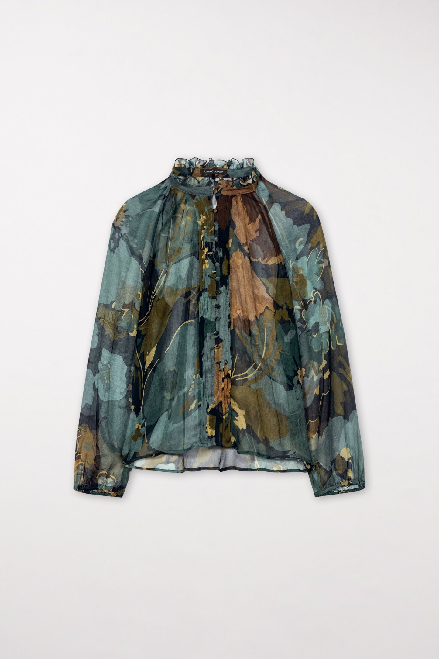 Pintuck Blouse with Flower Print