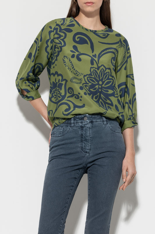 Blouse Top with Flower Print