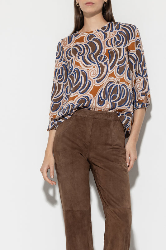 Silk Blouse with Graphic Print