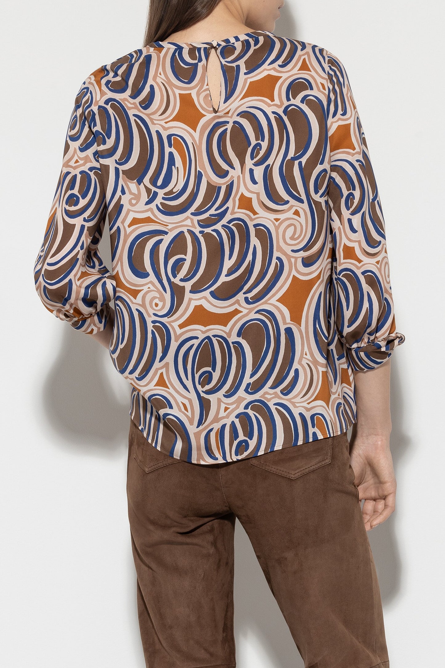 Silk Blouse with Graphic Print