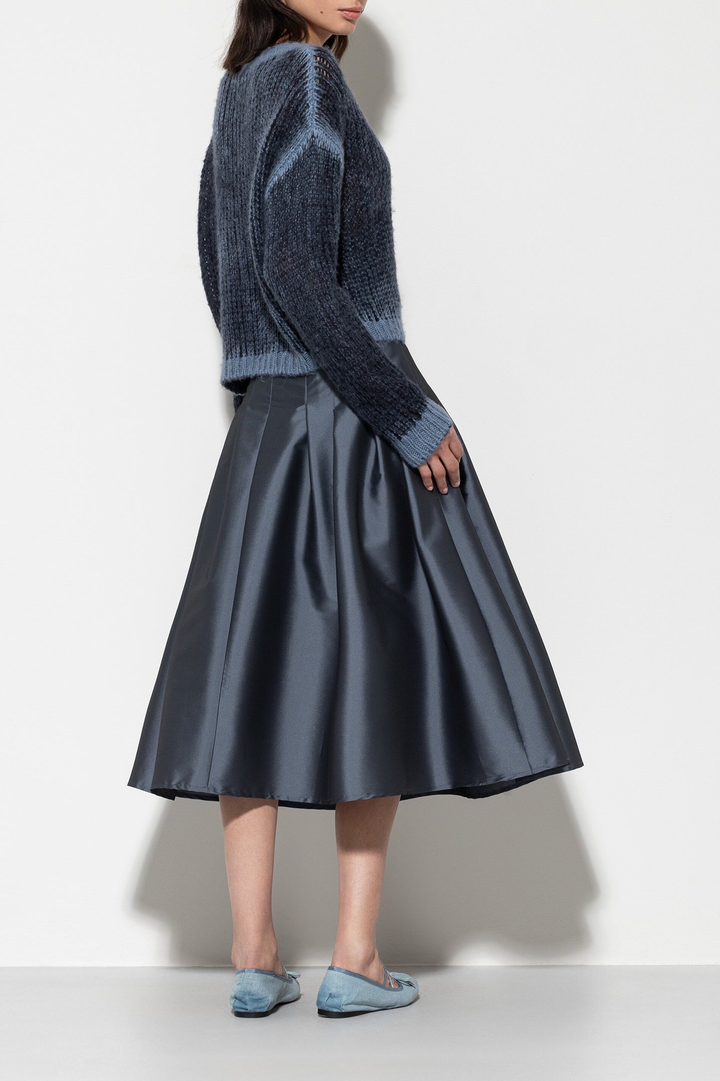 Taffeta Skirt with Pleat Details