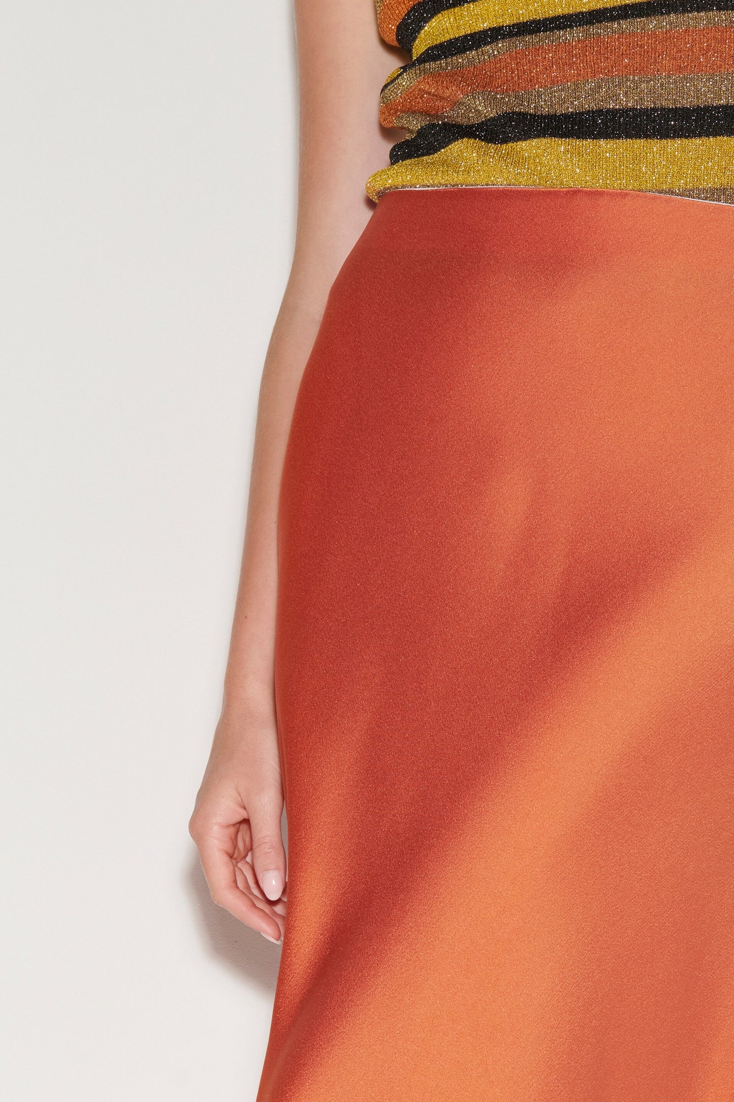 Midi Length Satin Skirt