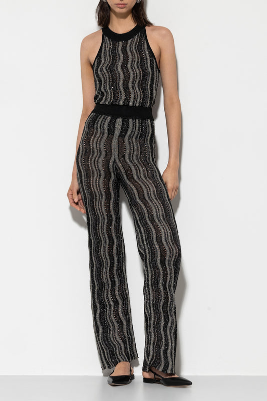 Knitted Trousers with Fancy Stripe