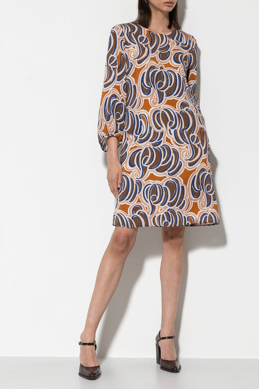 Silk Dress with Graphic Print