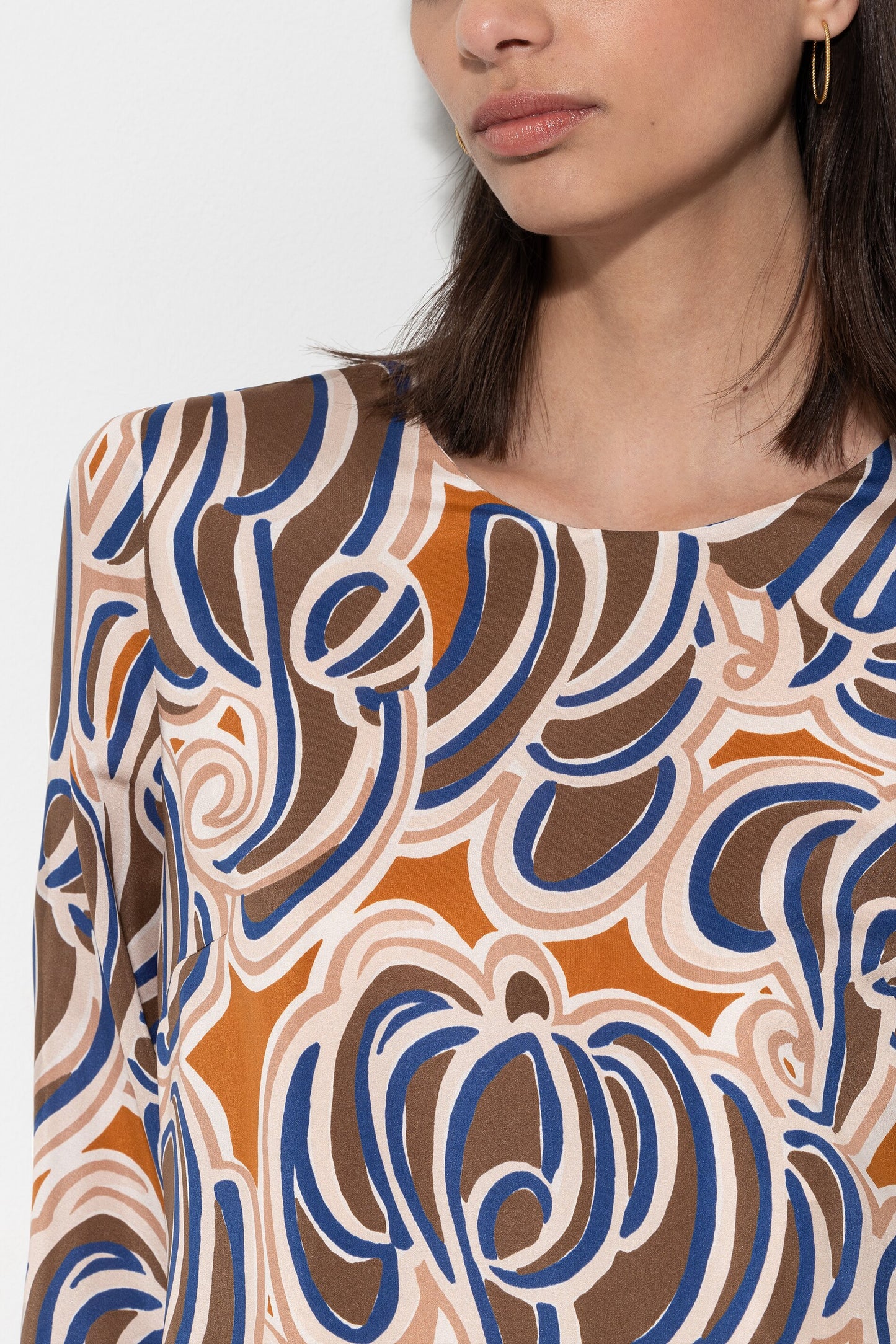 Silk Dress with Graphic Print