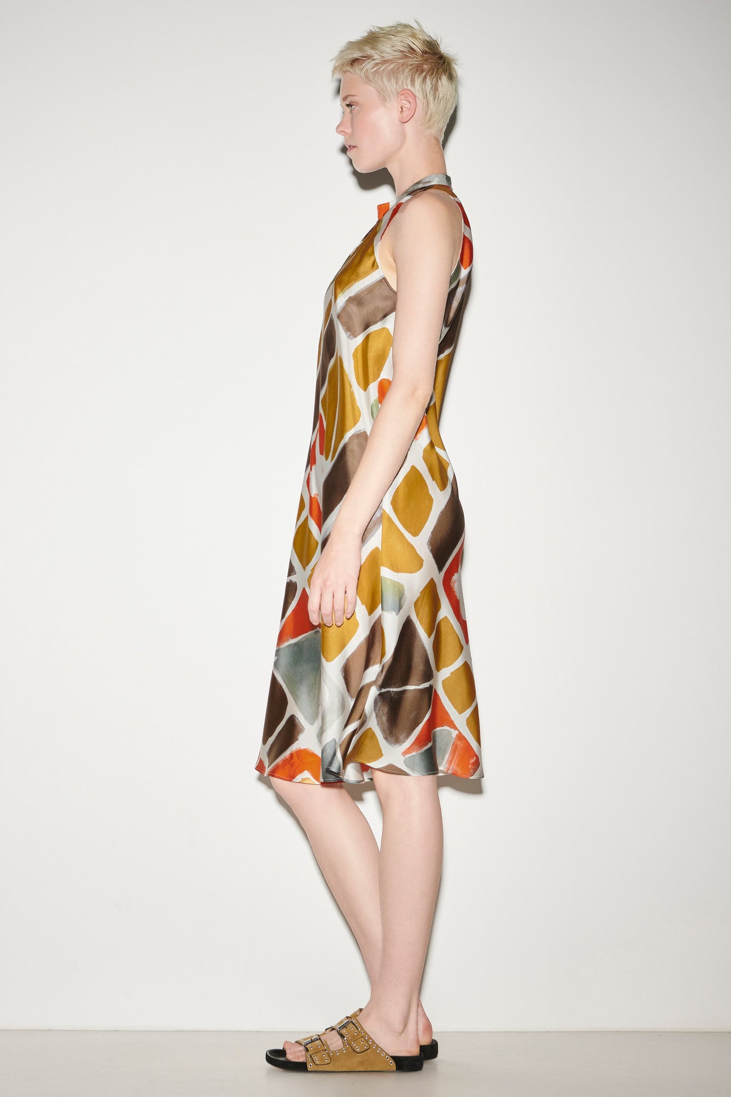 Slip Dress with Ethnic Print