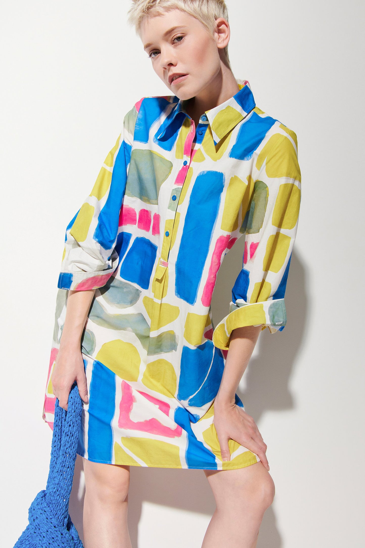 Shirt Dress with Ethnic Print