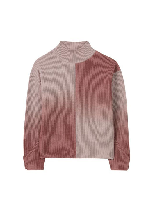 Turtleneck Sweater with Grading Color Block