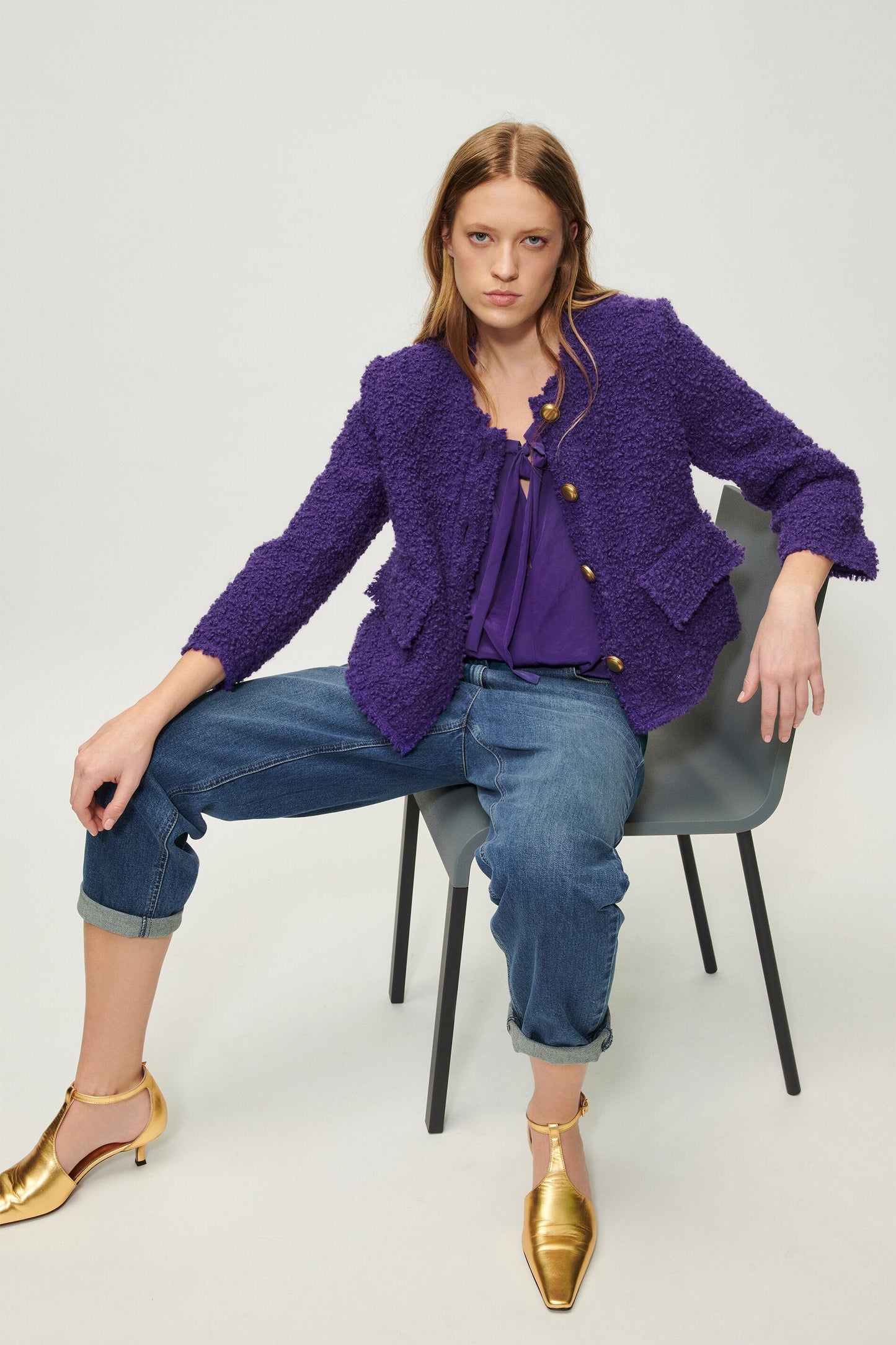 Boxy Jacket in Luxurious Bouclé Wool