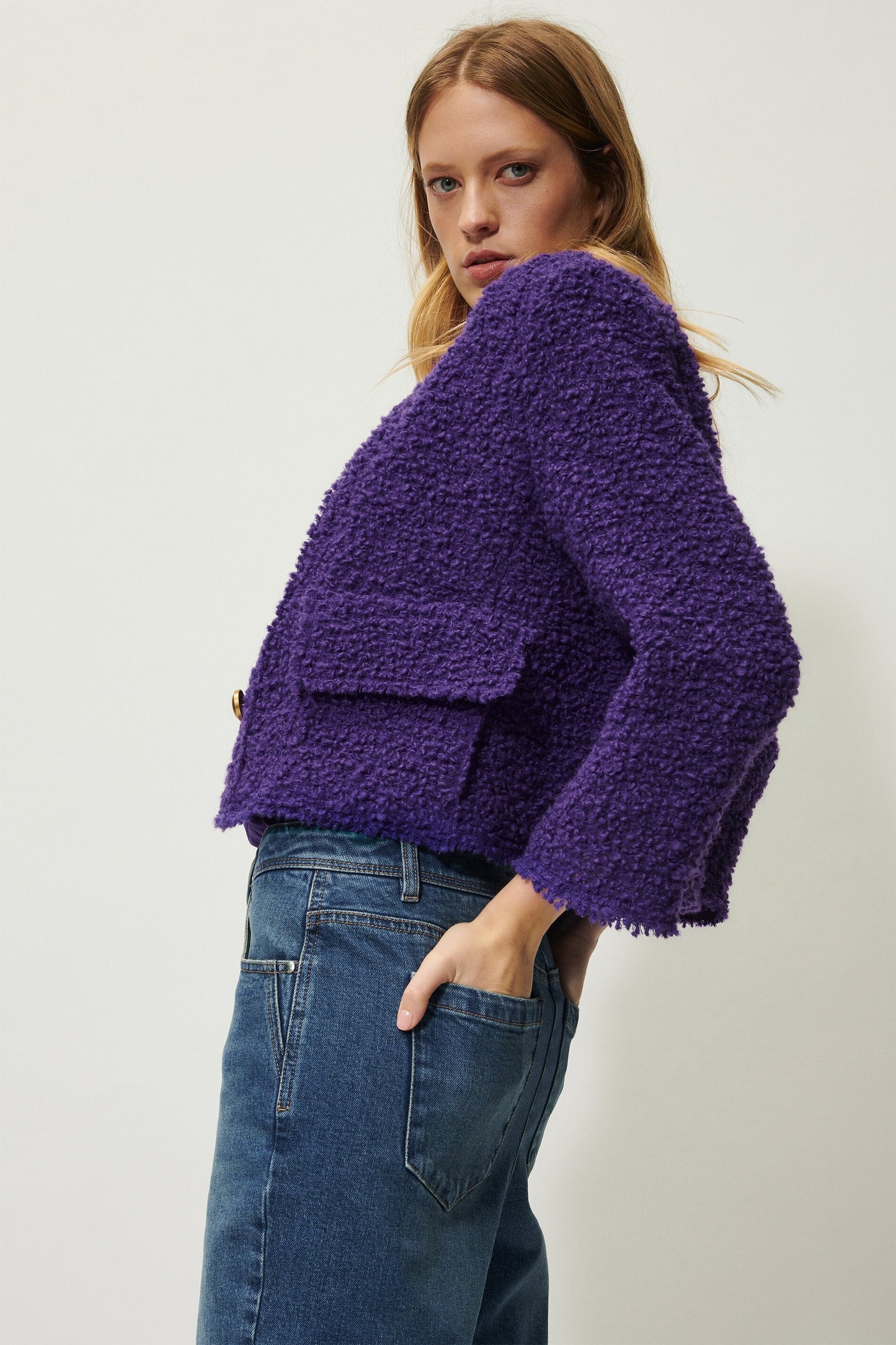 Boxy Jacket in Luxurious Bouclé Wool