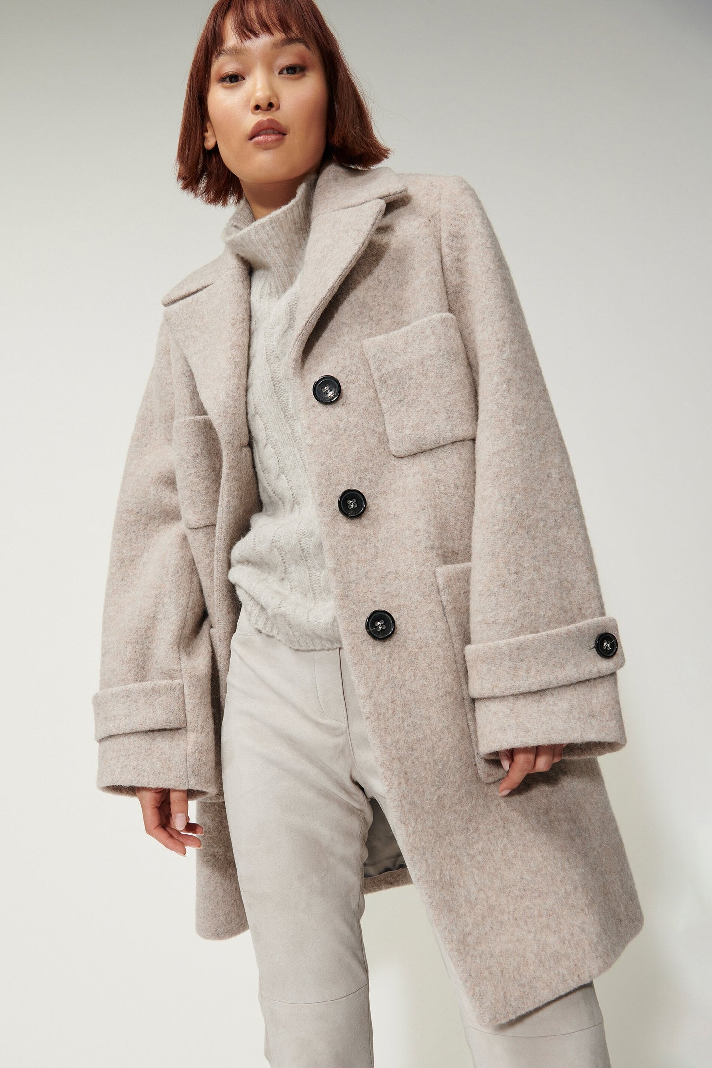 Shetland Wool Coat with Large Pockets