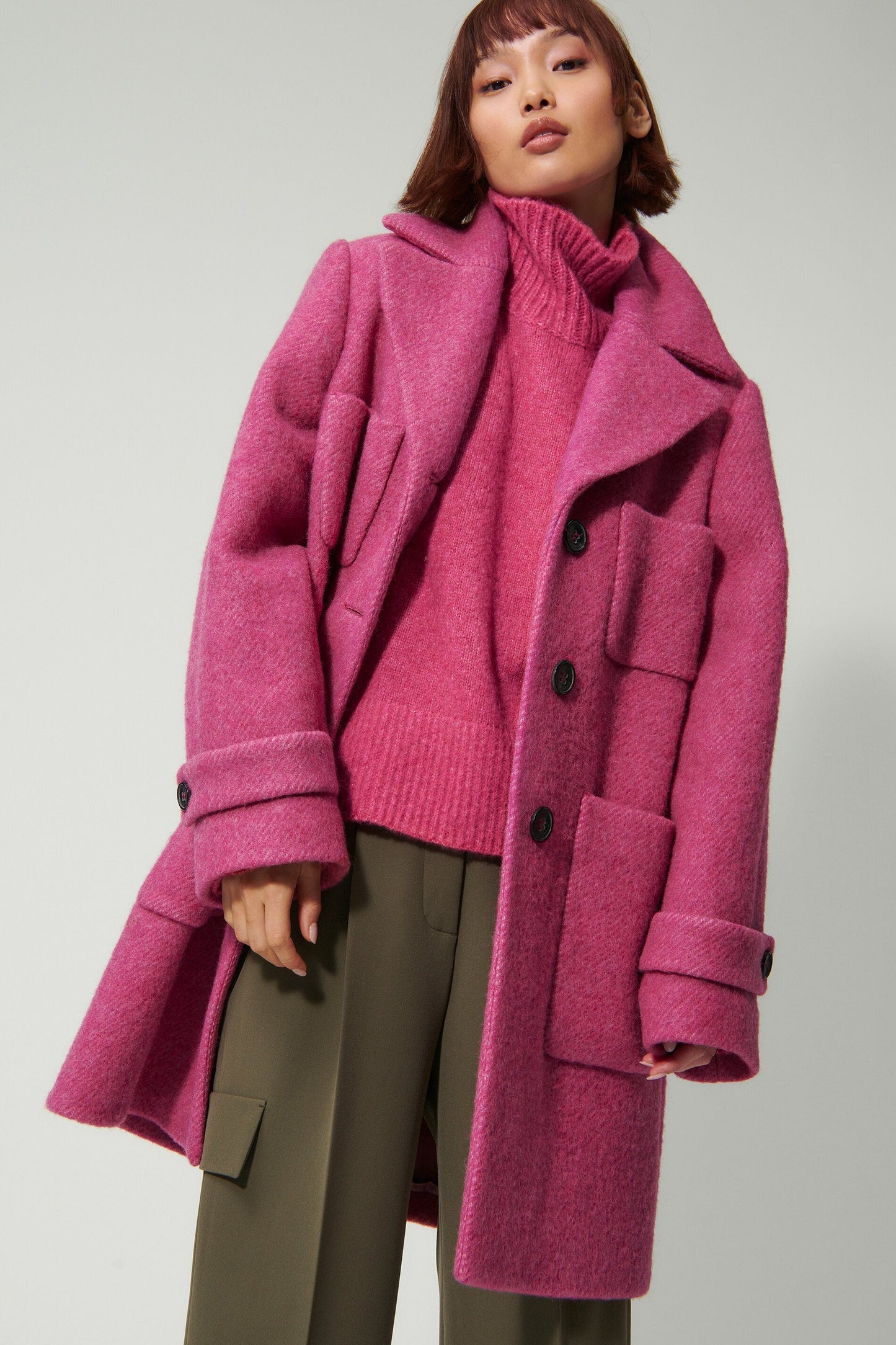 Shetland Wool Coat with Large Pockets