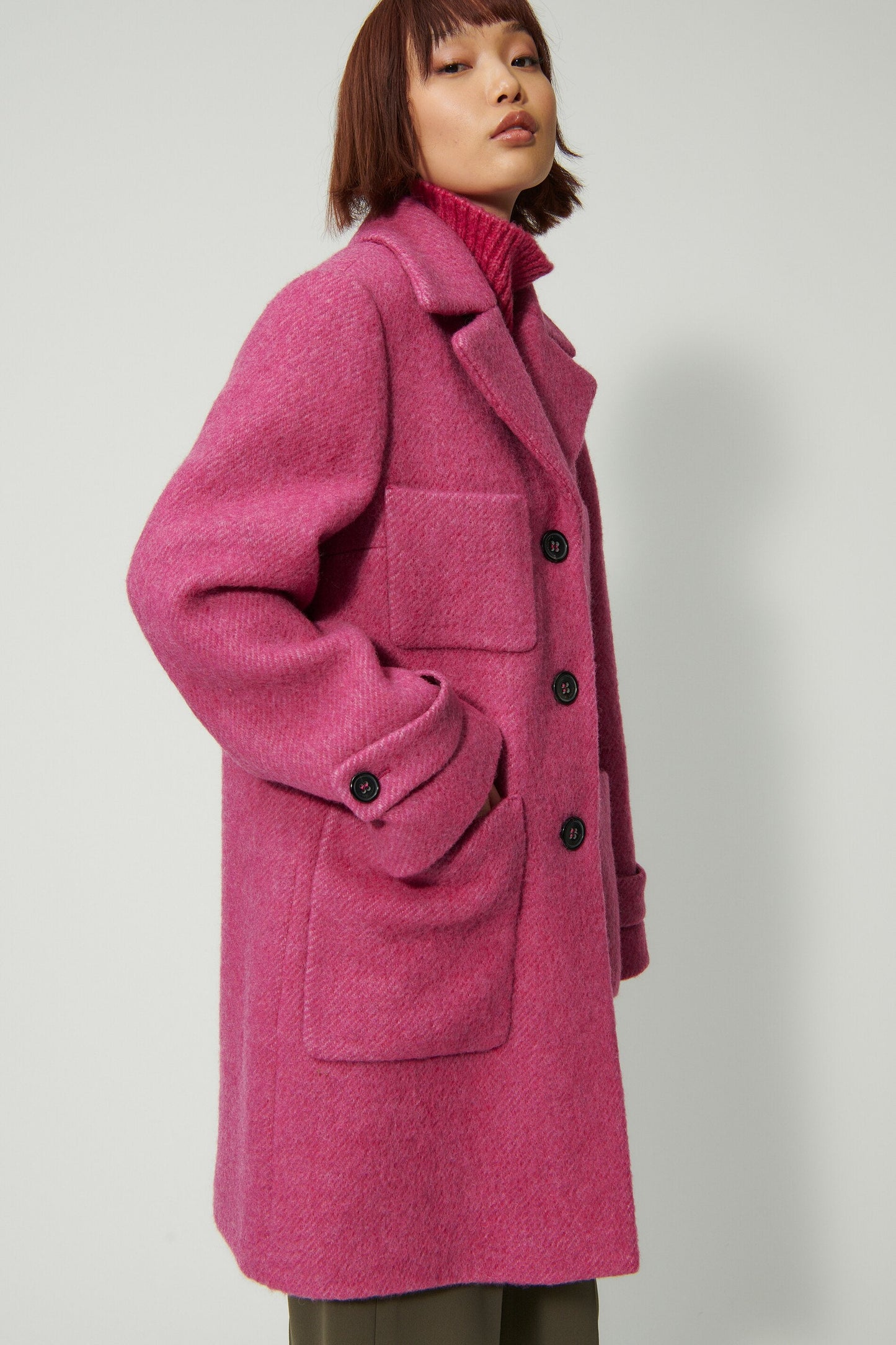 Shetland Wool Coat with Large Pockets