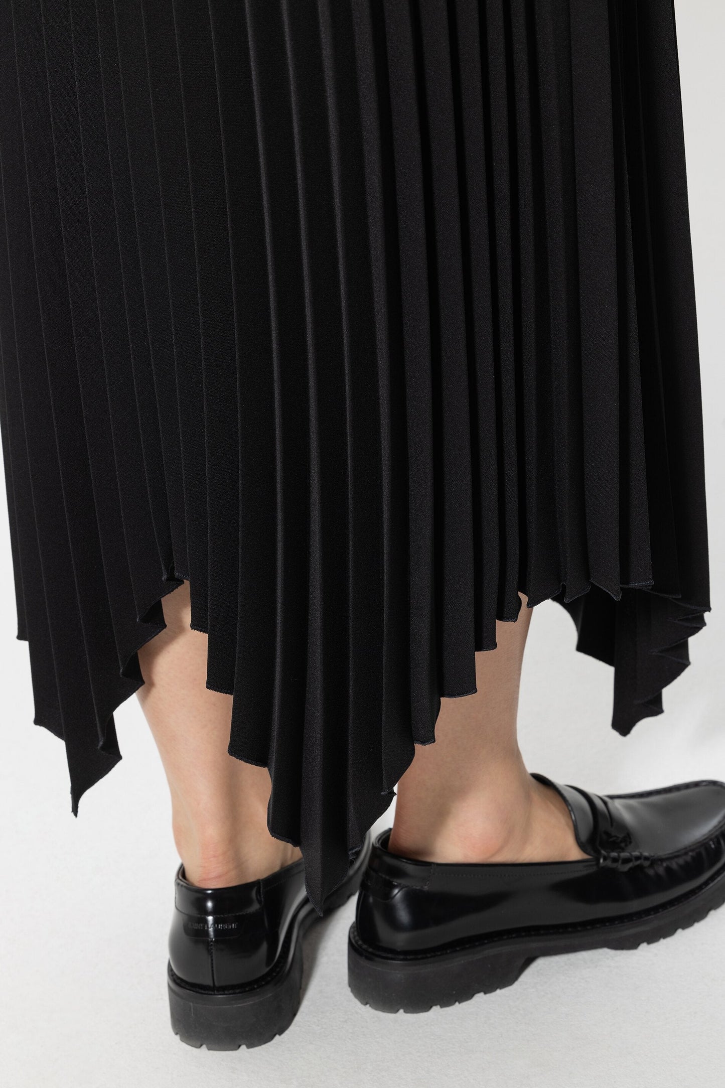 Pleated Skirt with Asymmetrical Hem