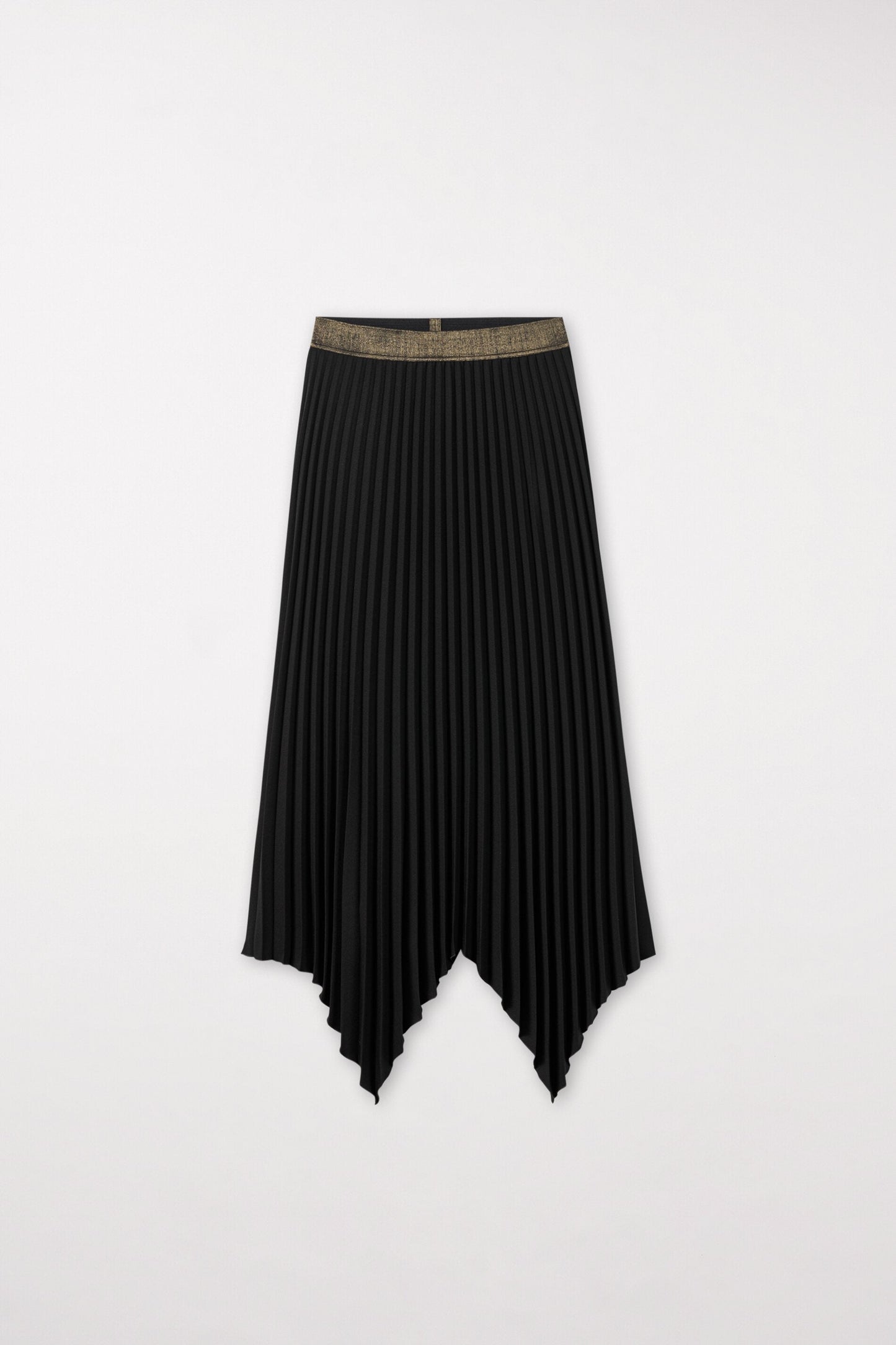 Pleated Skirt with Asymmetrical Hem