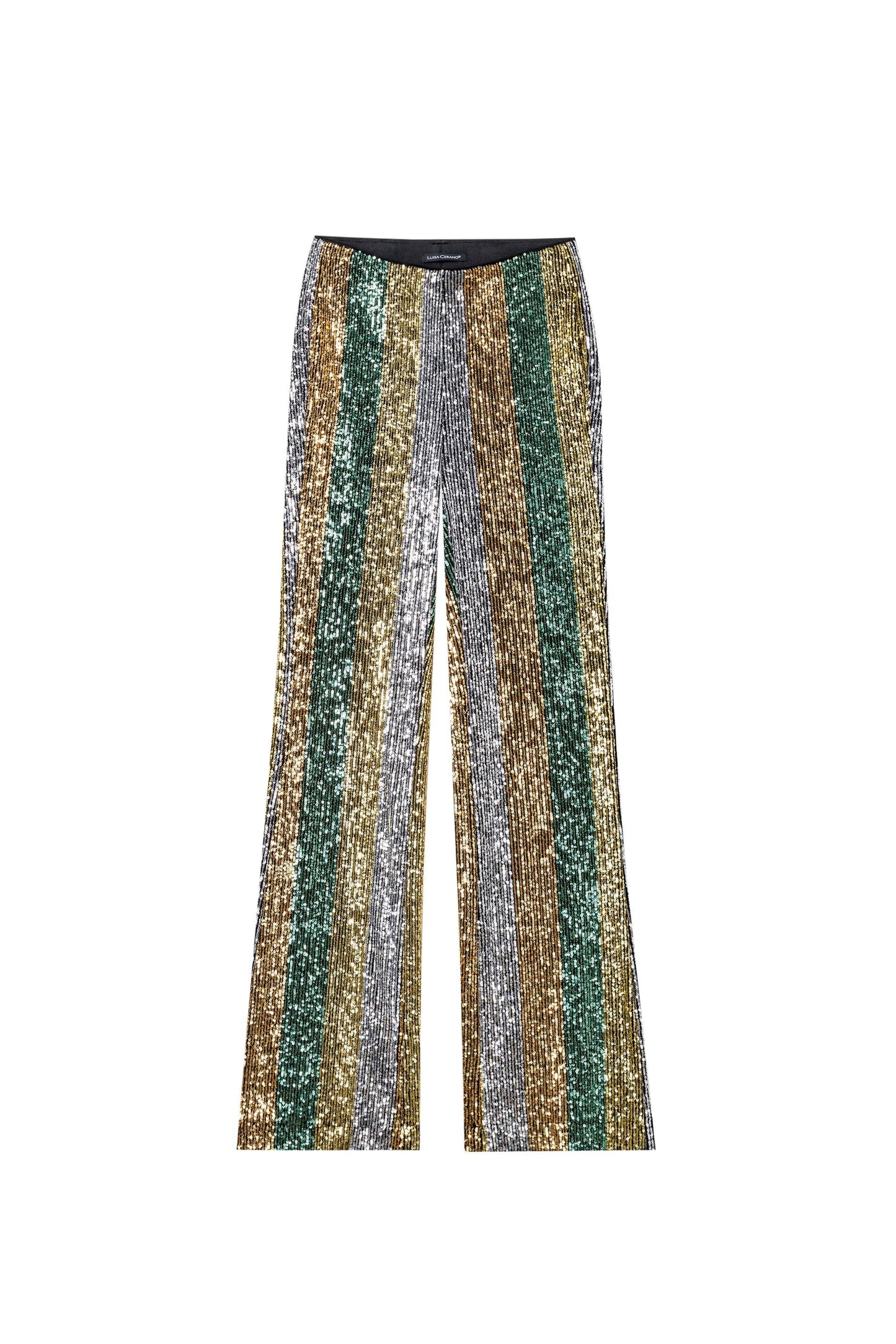 Flared Pants with  Stripy Sequins