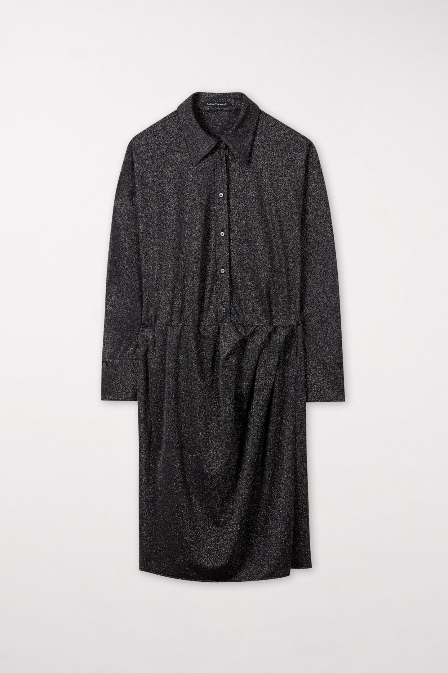 Medium-length Shirt Dress with a Metallic Effect