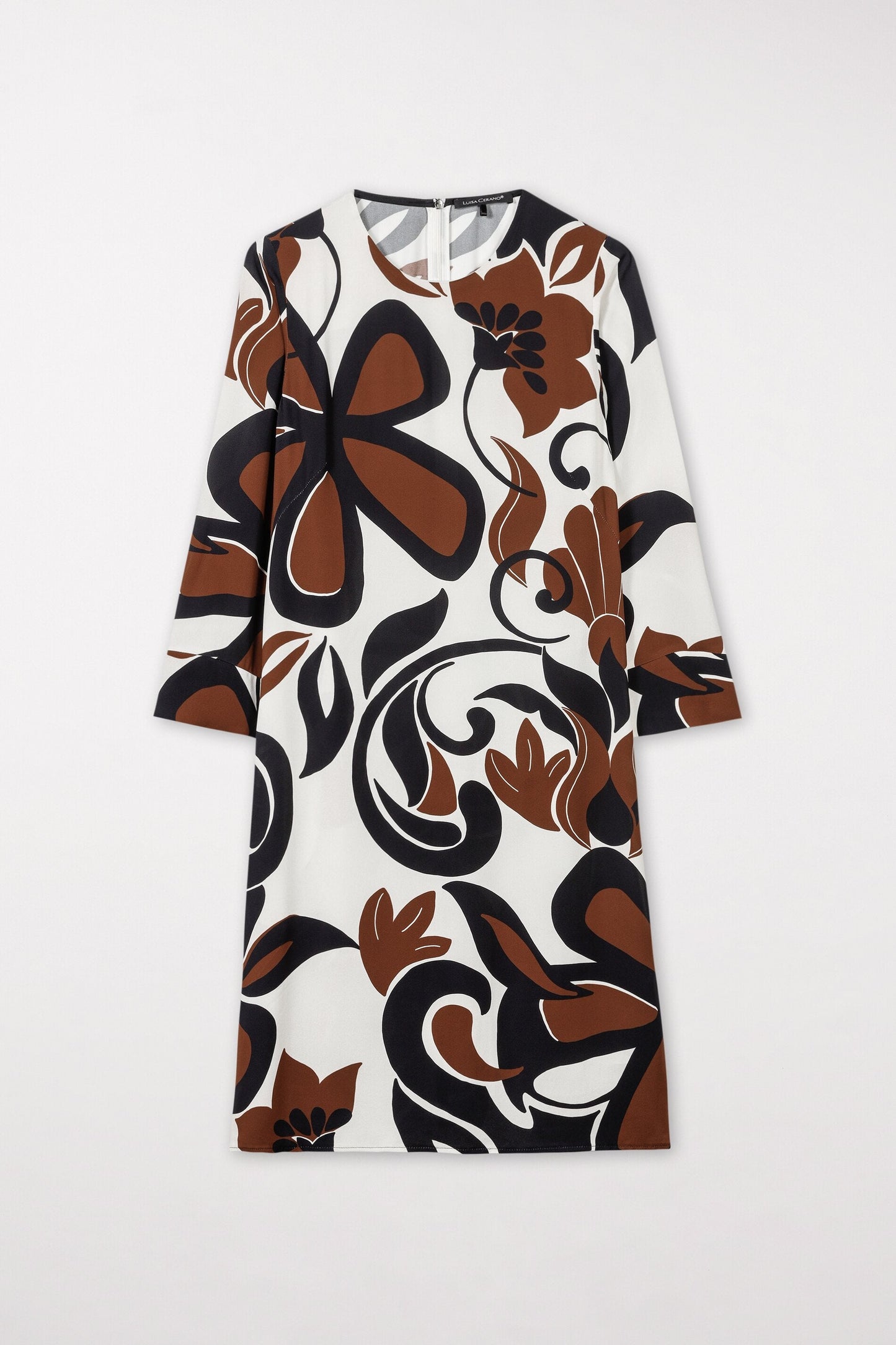 Straight-cut Dress with Graphic Floral Print