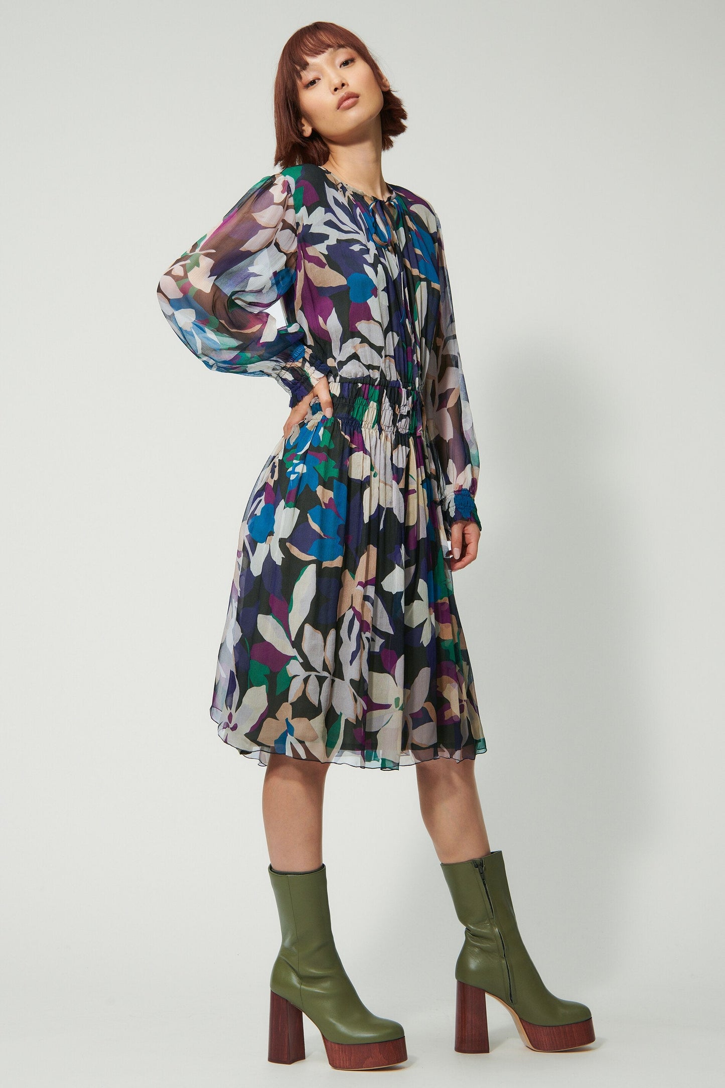 Silk Dress with Floral Print