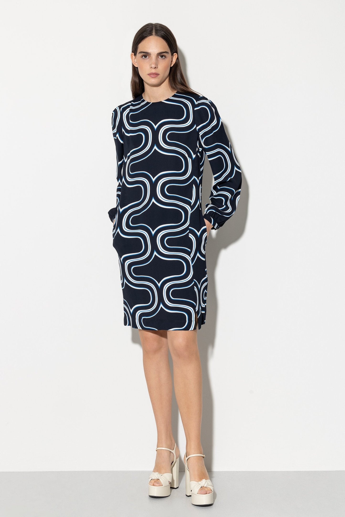 Mini Dress with Wave Print