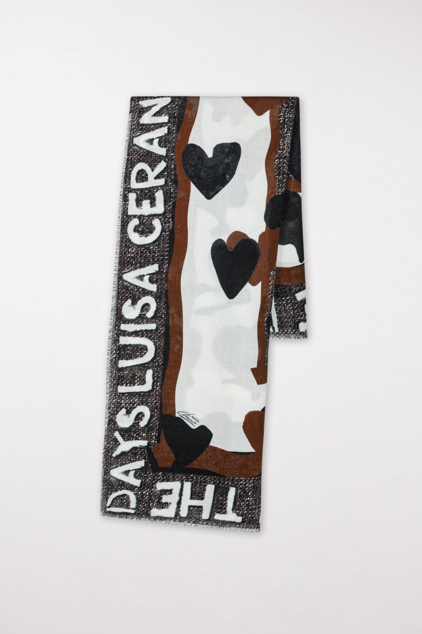 Large Scarf with Letter-heart Print